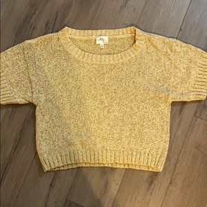MILLY gold knit short sleeve sweater